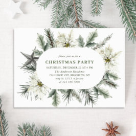 Elegant White Poinsettia Bohemian jul Party Inbjudningar