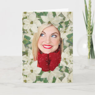 Elegant White Poinsettia Garden Lodrät Photo Helgkort