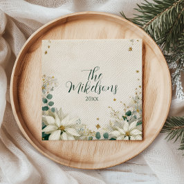 Elegant White Poinsettia jul Party Pappersservett