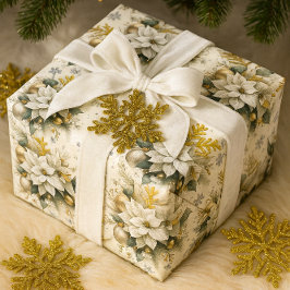 Elegant White Poinsettia jul Presentpapper