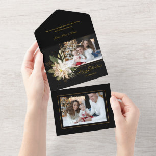 Elegant White Poinsettias w/Guld Greenery Photo