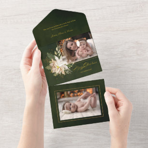 Elegant White Poinsettias w/Guld Greenery Photo Al