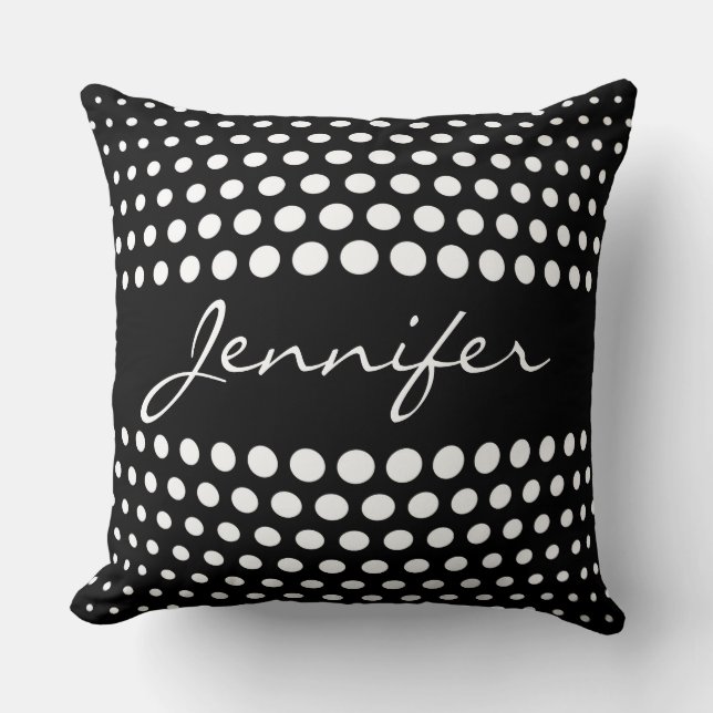 Elegant White Polka dots Mönster Kudde (Framsida)