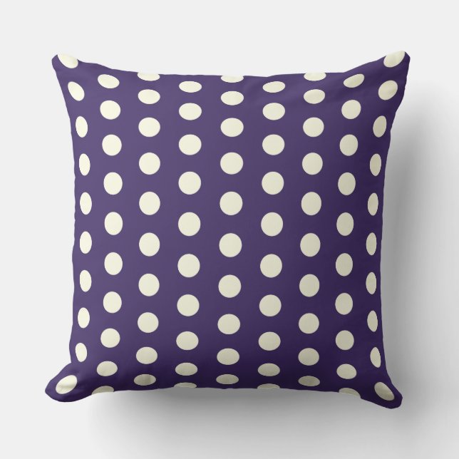 Elegant White Polka dots on Indigo Blue Kudde (Framsida)
