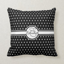 Elegant White Polka dots på Black Monogram