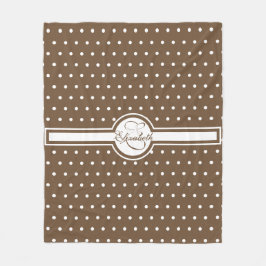 Elegant White Polka dots på Brown Monogram Fleecefilt