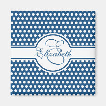 Elegant White Polka dots på Classic Blue Monogram
