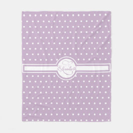Elegant White Polka dots på Lila Monogram Fleecefilt