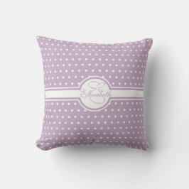 Elegant White Polka dots på Lila Monogram Kudde
