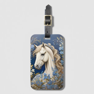 Elegant White Pony och Glöm Me-Nots Bagagebricka