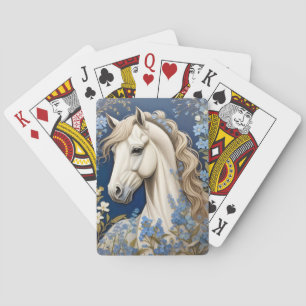Elegant White Pony och Glöm Me-Nots Casinokort