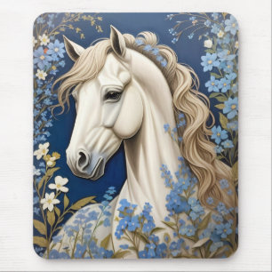 Elegant White Pony och Glöm Me-Nots Musmatta