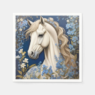 Elegant White Pony och Glöm Me-Nots Pappersservett