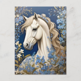Elegant White Pony och Glöm Me-Nots Vykort