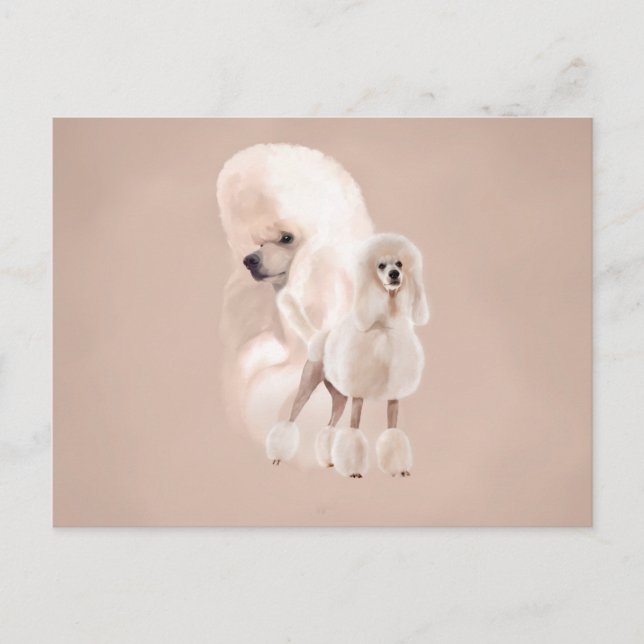Elegant White Pudel Pastel Collage Vykort (Framsida)