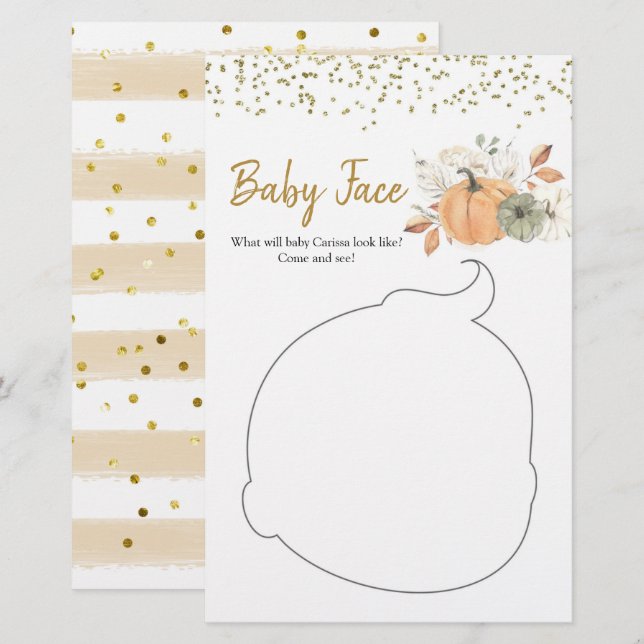 Elegant White Pumpkin Baby Shower Baby Ansikte (Fram/baksida)