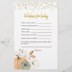 Elegant White Pumpkin Baby Shower Önskemål för Bab