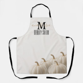 Elegant White Pumpkin Beauty Salon Monogram Apron