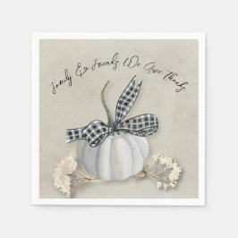 Elegant White Pumpkin Fall Thanksgiving Family Pappersservett