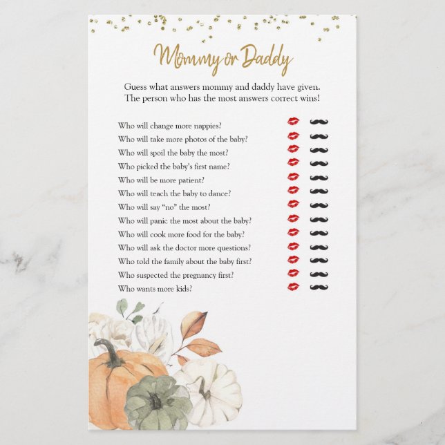 Elegant White Pumpkin Mamma eller Pappa Games (Framsida)