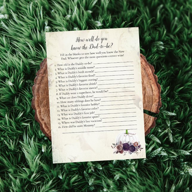 Elegant White Pumpkin som känner Pappa bästa spel Inbjudningar (Skapare uppladdad)