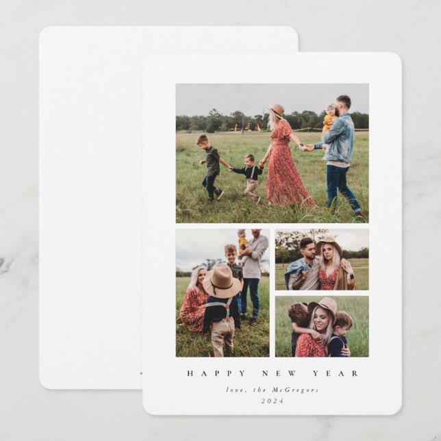 Elegant White Ram 4 Photo Gott nytt år Julkort (Fram/baksida)