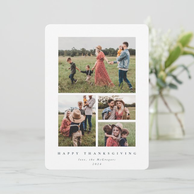 Elegant White Ram 4 Photo Happy thanksgiving Julkort (Stående Fram)