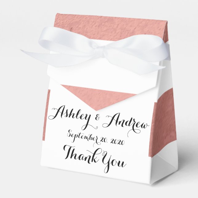 Elegant White Rand Coral Rosa Foil tryckt Presentaskar (Framsidan Sidan)