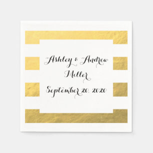 Elegant White Rand Guld Foil tryckt Pappersservett