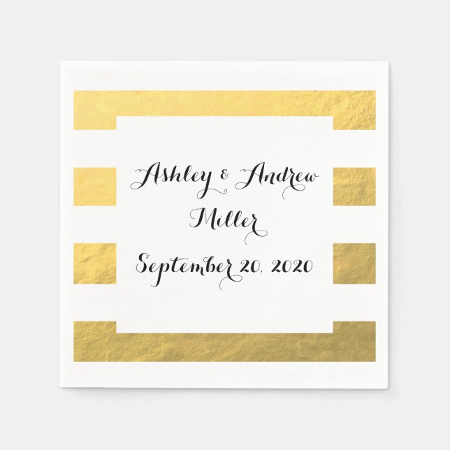 Elegant White Rand Guld Foil tryckt Pappersservett (Framsidan)