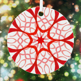 Elegant White & Red Decorative Mandala-jul Julgransdekoration