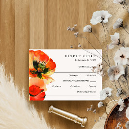Elegant White Red Poppy Svara vänlig att svara Inbjudningar