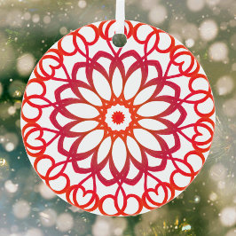 Elegant White & Red Söt Cute Decorative Mandala Julgransdekoration