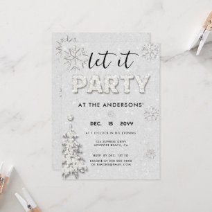 Elegant White Rhinestones-julen Låt den Party Inbjudningar