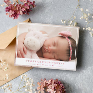Elegant White Rosa Baby Photo Announement Meddelande