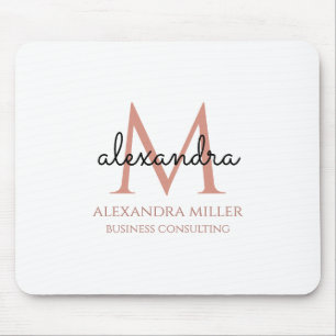 Elegant White  Rosa Black Monogram Namn Musmatta