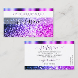 Elegant White Rosa Lila Gnistra Glitter Shimmery Visitkort