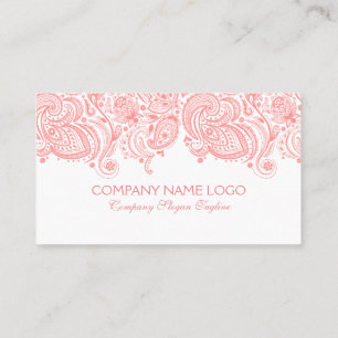 Elegant White & Rosa Paisley Snöre-avtalskort Tidsbeställning Kort