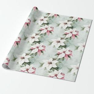Elegant White Rosa Poinsettias jul Presentpapper