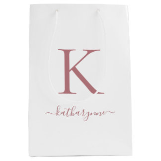 Elegant White Rosa ros Guld Monogram Namn