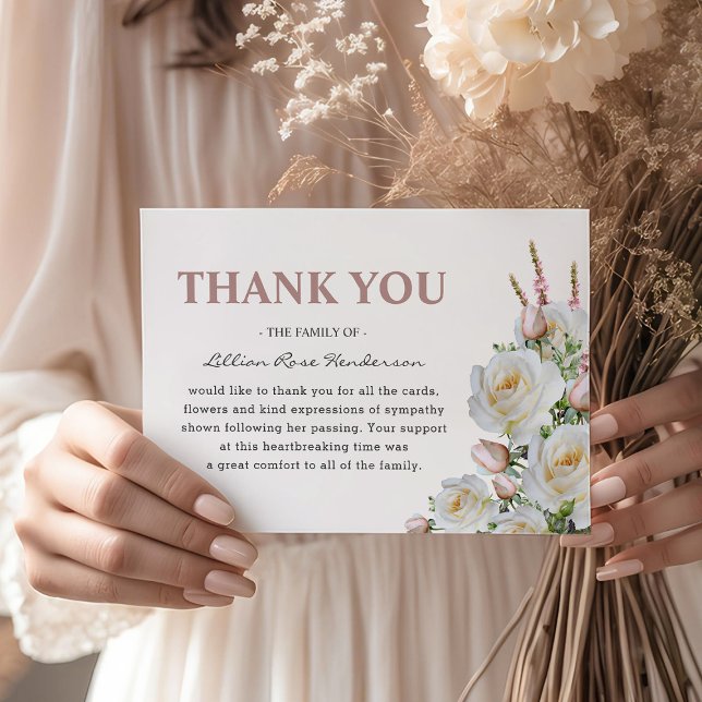 Elegant White & Rosa ros | TACK Kort (Skapare uppladdad)