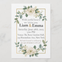 Elegant White Rose Greenery Wedding Invitation Inbjudningar