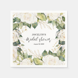 Elegant White Roses Bridal Shower Pappersservett