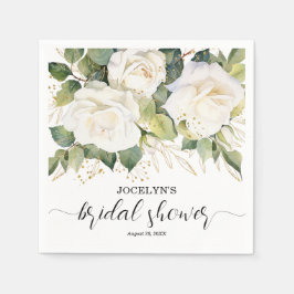 Elegant White Roses Bridal Shower Pappersservett