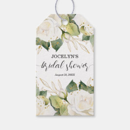 Elegant White Roses Bridal Shower Presentetikett