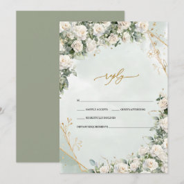 Elegant White Roses Frame Wedding  Inbjudningar