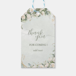 Elegant White Roses Wedding Thank You Presentetikett