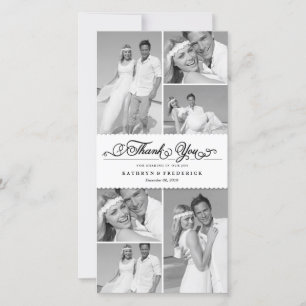 Elegant White Scalloped Band 6 Photo Chic Bröllop Tack Kort