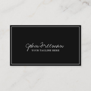 Elegant White Script Black Notary Signing Agent Visitkort