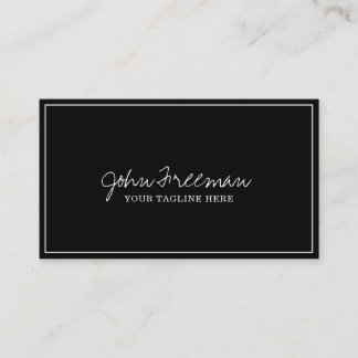 Elegant White Script Black Notary Signing Agent Visitkort